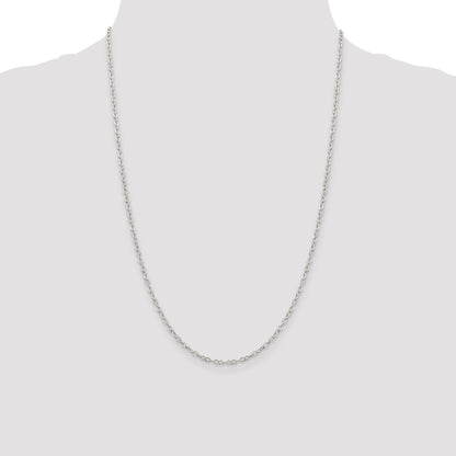 24 Inch Sterling Silver 2.5mm Flat Open Oval Cable Chain Necklace