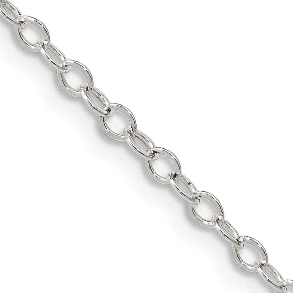 24 Inch Sterling Silver 2.5mm Flat Open Oval Cable Chain Necklace