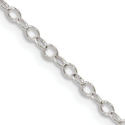 20 Inch Sterling Silver 2.5mm Flat Open Oval Cable Chain Necklace