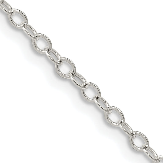 20 Inch Sterling Silver 2.5mm Flat Open Oval Cable Chain Necklace