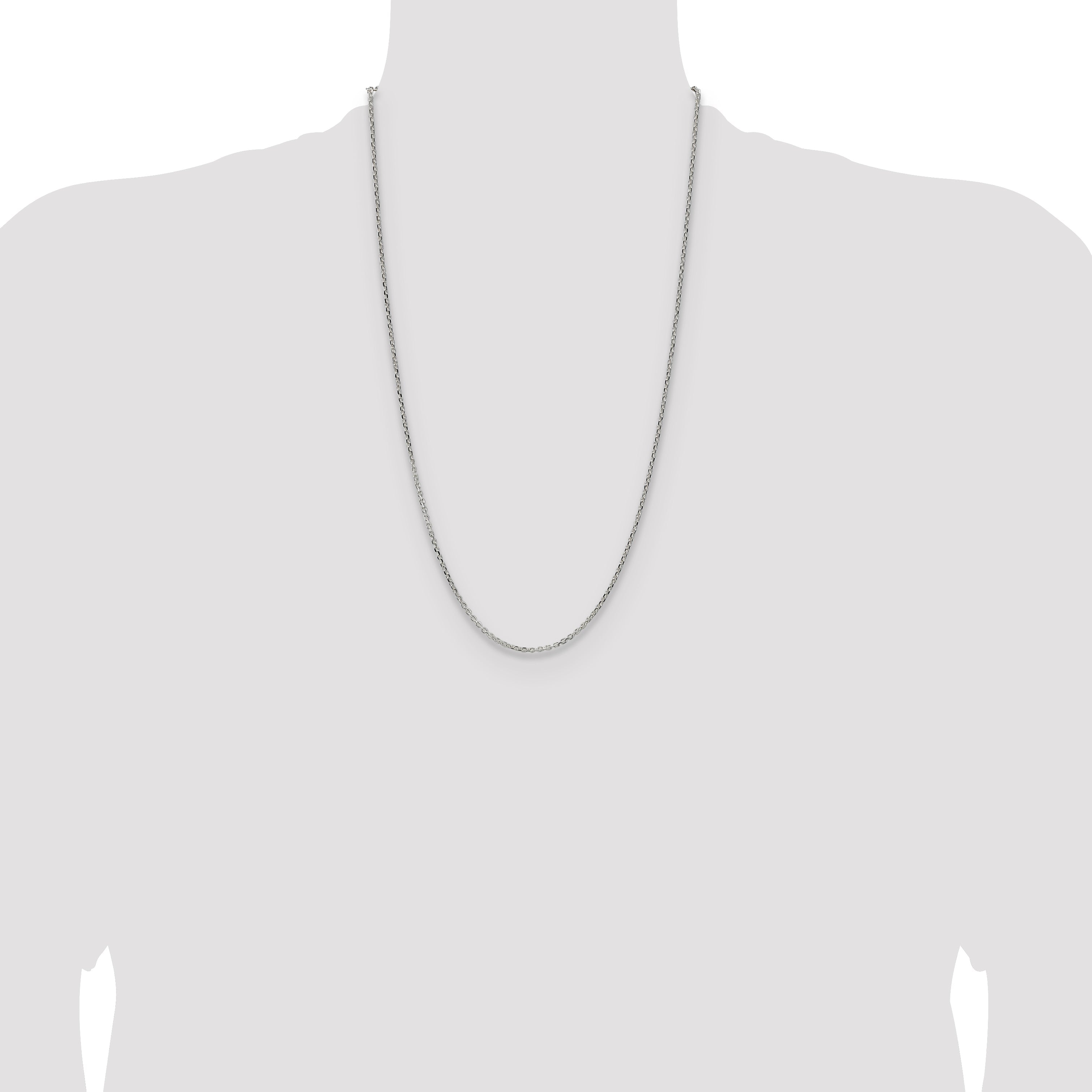 26 Inch Sterling Silver 2.1mm Diamond-Cut Forzantina Cable Chain Necklace