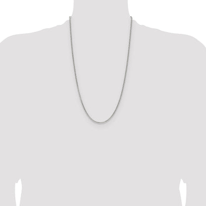 26 Inch Sterling Silver 2.1mm Diamond-Cut Forzantina Cable Chain Necklace