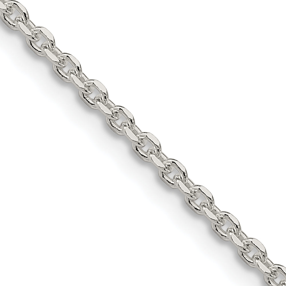 22 Inch Sterling Silver 2.1mm Diamond-Cut Forzantina Cable Chain Necklace