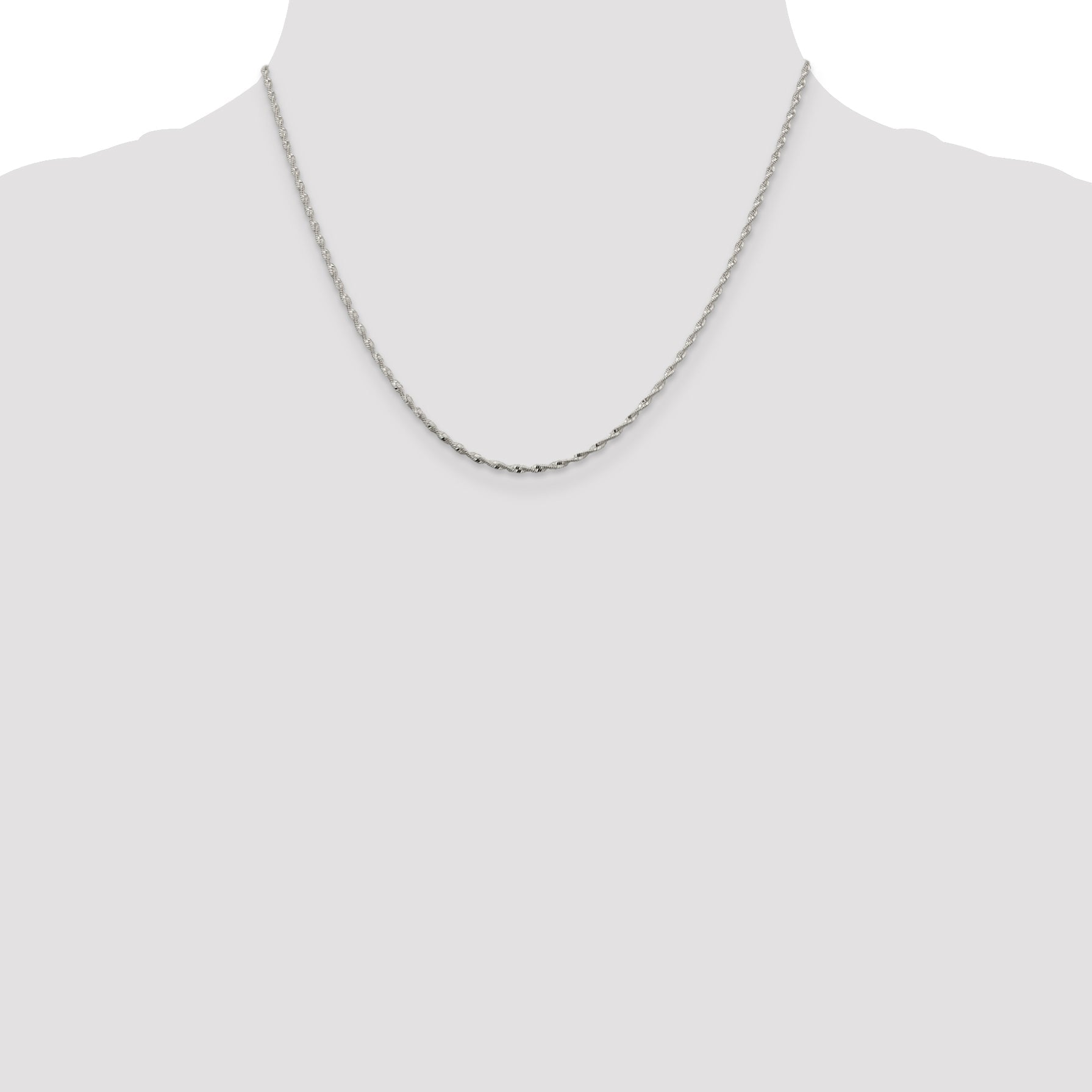 18 Inch Sterling Silver 1.65mm Twisted Herringbone Chain Necklace