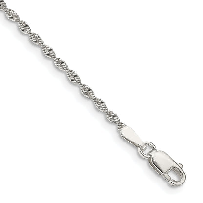 7 Inch Sterling Silver 1.65mm Twisted Herringbone Chain Bracelet