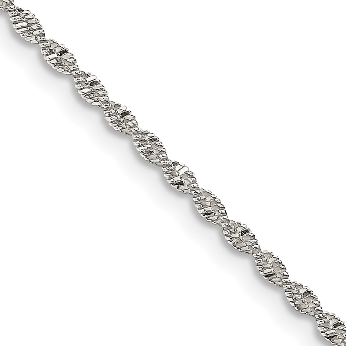 24 Inch Sterling Silver 1.65mm Twisted Herringbone Chain Necklace