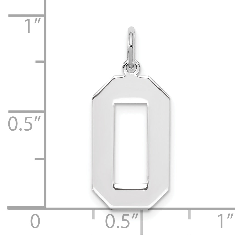 Sterling Silver Silver/Rhodium-Plated Polished Number 0 Charm