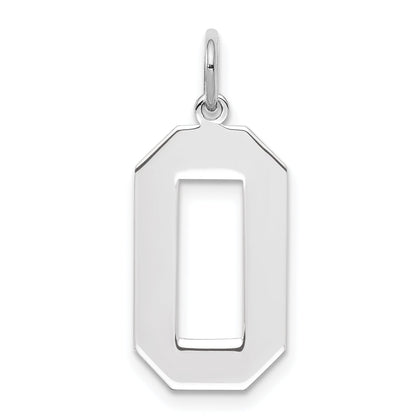 Sterling Silver Silver/Rhodium-Plated Polished Number 0 Charm