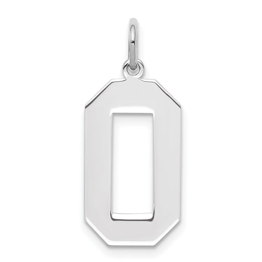 Sterling Silver Silver/Rhodium-Plated Polished Number 0 Charm