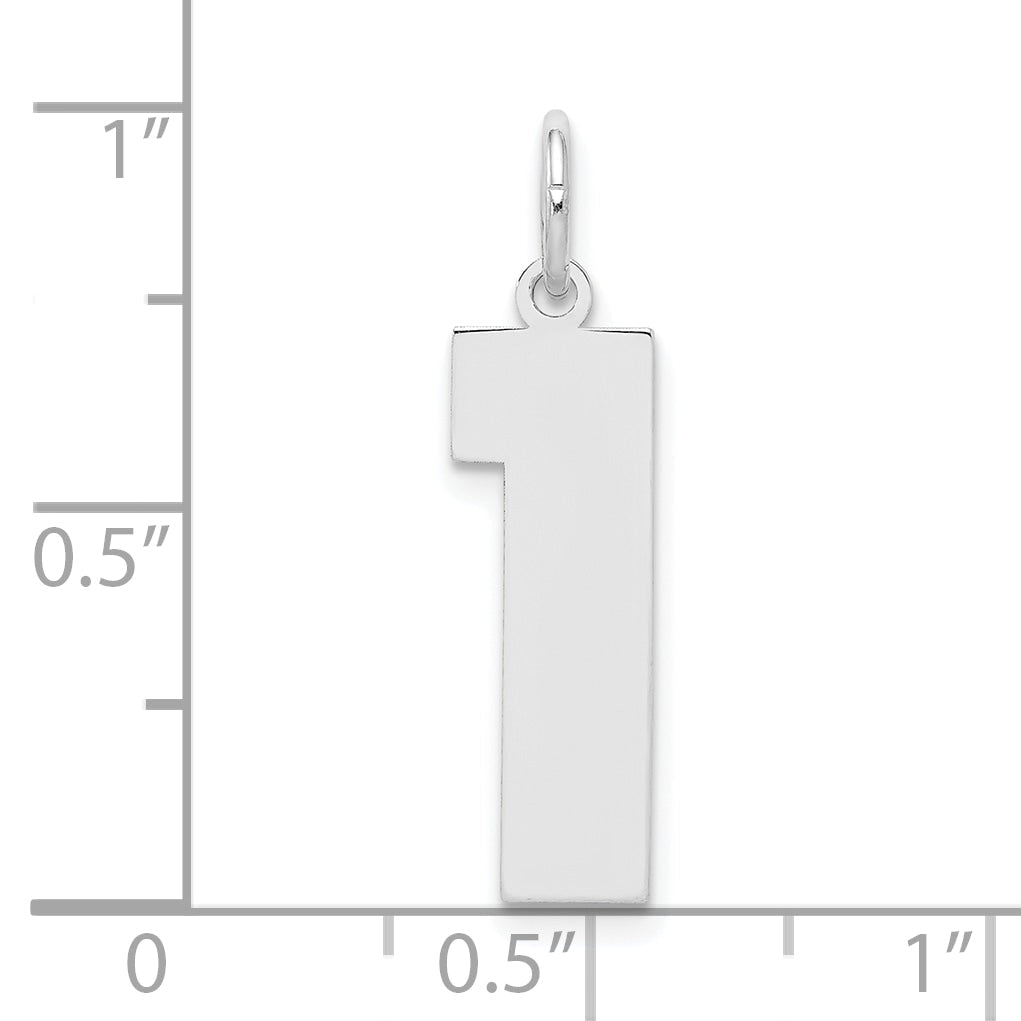 Sterling Silver Silver/Rhodium-Plated Polished Number 1 Charm