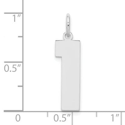 Sterling Silver Silver/Rhodium-Plated Polished Number 1 Charm