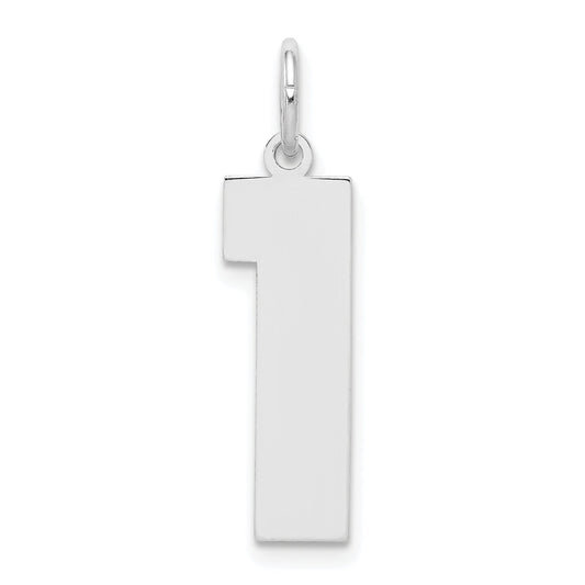 Sterling Silver Silver/Rhodium-Plated Polished Number 1 Charm