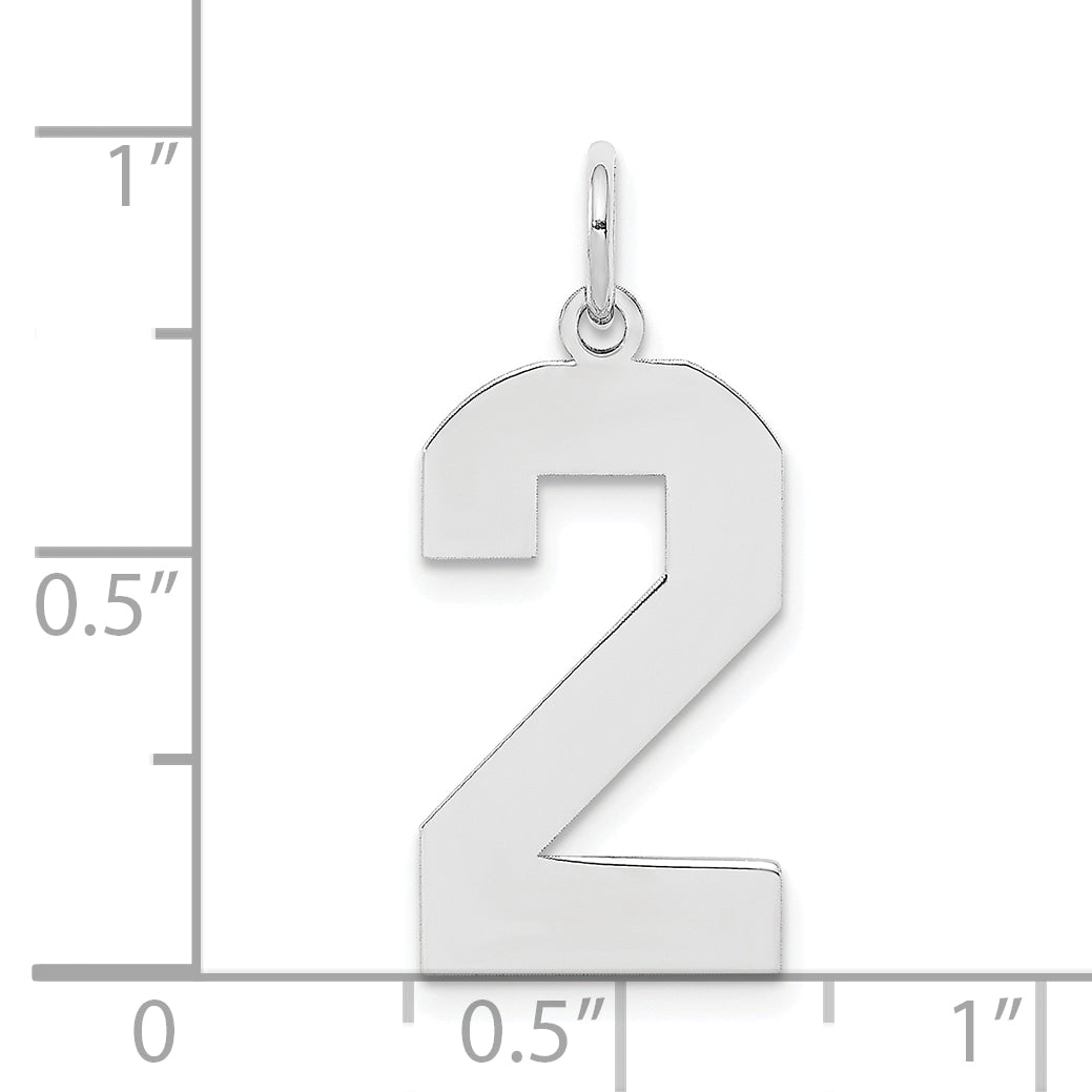 Sterling Silver Silver/Rhodium-Plated Polished Number 2 Charm