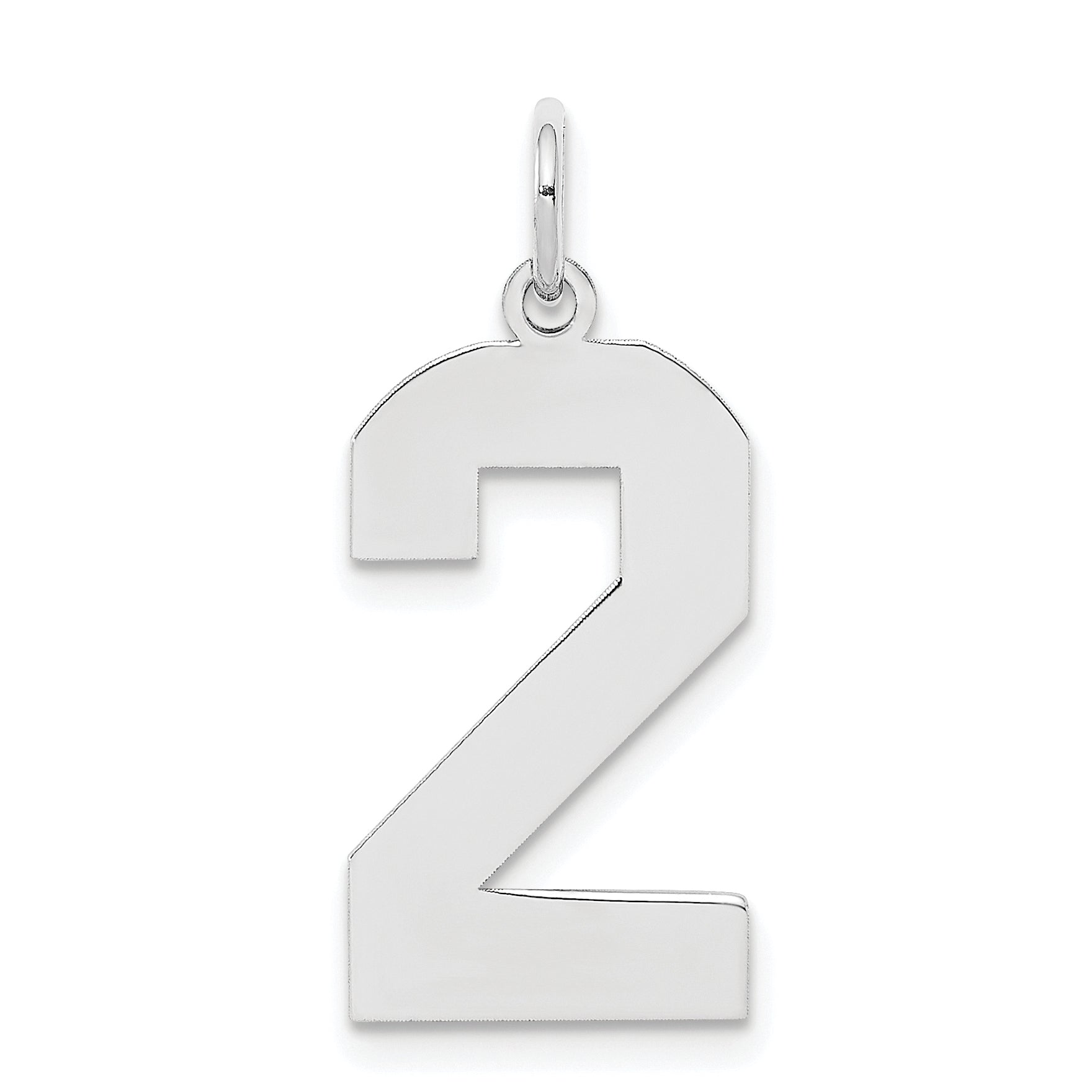 Sterling Silver Silver/Rhodium-Plated Polished Number 2 Charm