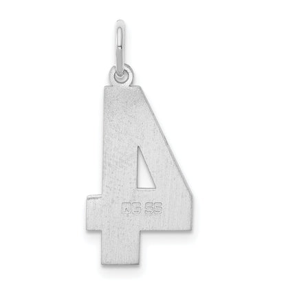 Sterling Silver Silver/Rhodium-Plated Polished Number 4 Charm