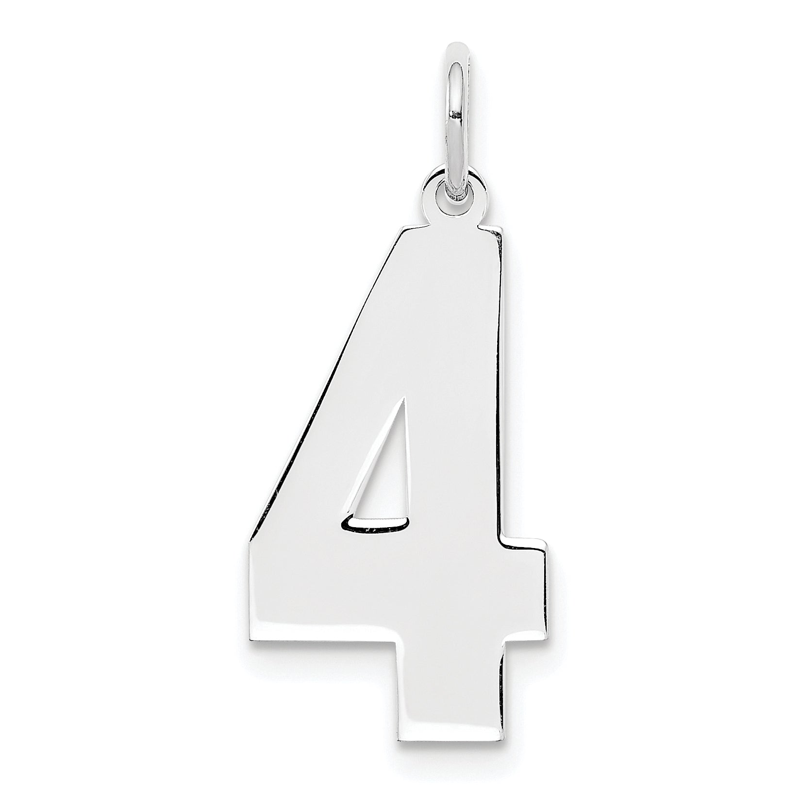 Sterling Silver Silver/Rhodium-Plated Polished Number 4 Charm