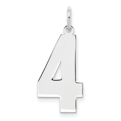 Sterling Silver Silver/Rhodium-Plated Polished Number 4 Charm