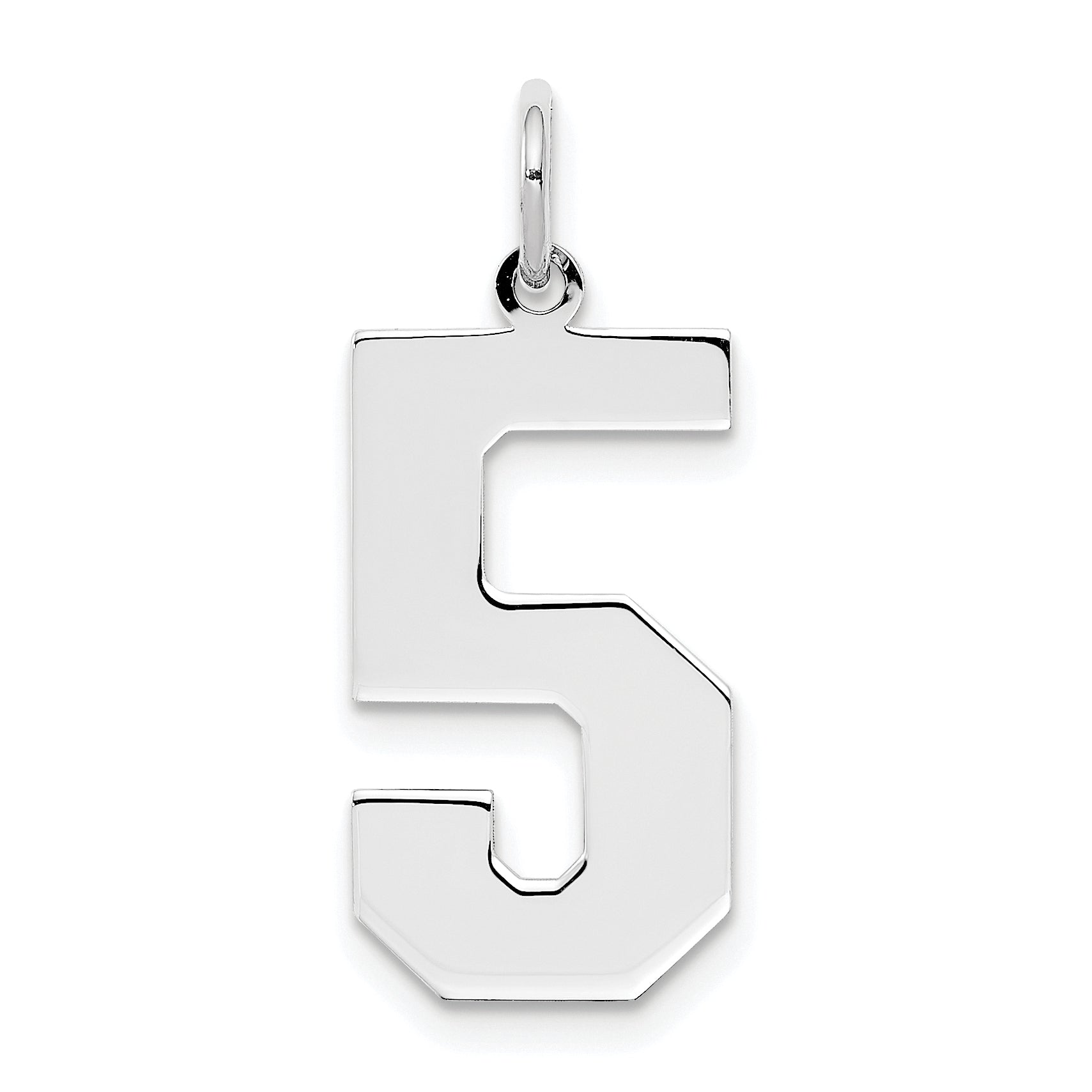 Sterling Silver Silver/Rhodium-Plated Polished Number 5 Charm