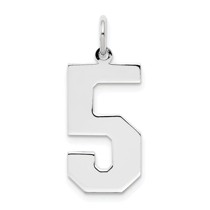 Sterling Silver Silver/Rhodium-Plated Polished Number 5 Charm