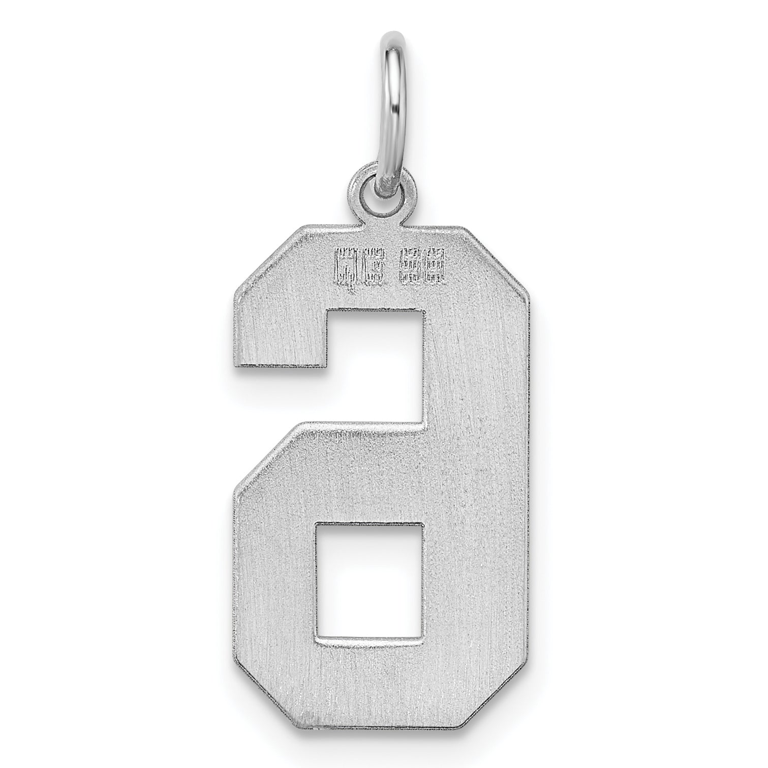 Sterling Silver Silver/Rhodium-Plated Polished Number 6 Charm