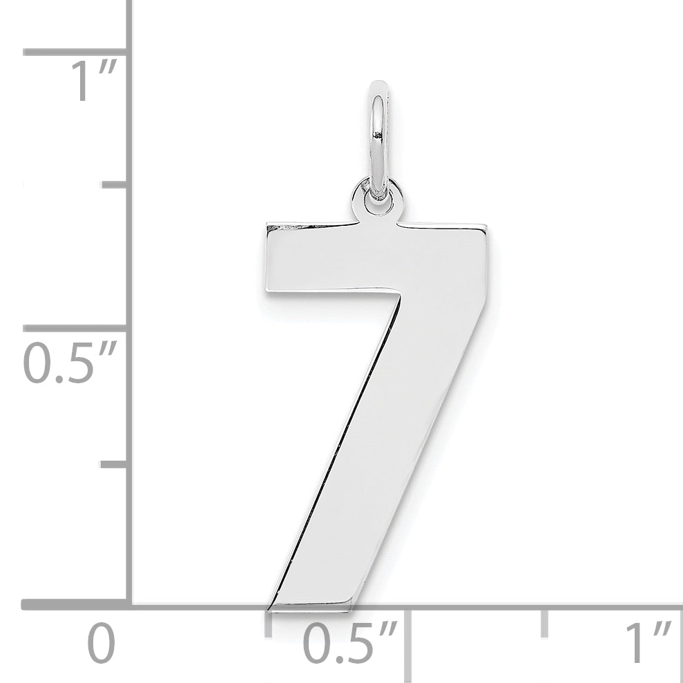 Sterling Silver Silver/Rhodium-Plated Polished Number 7 Charm