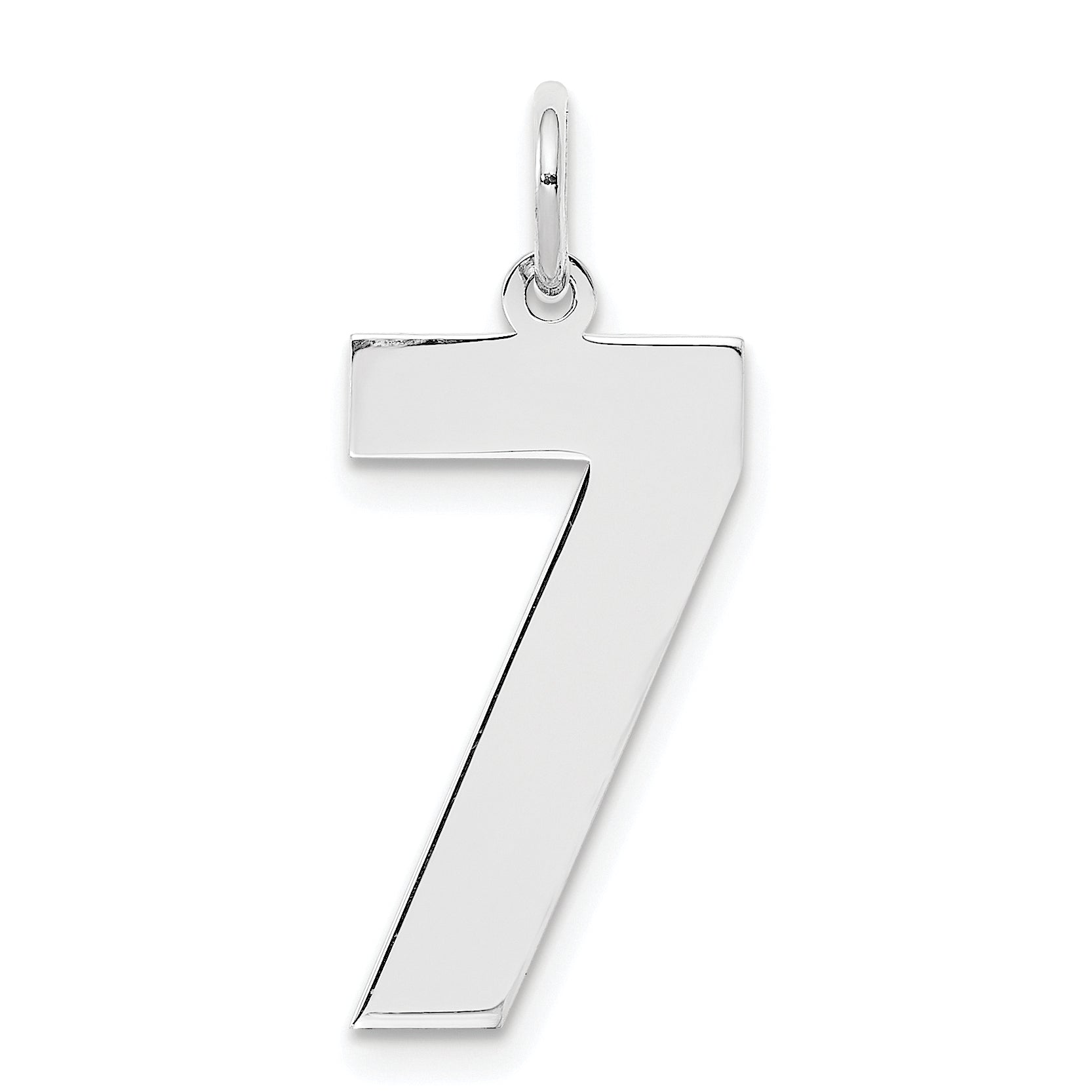 Sterling Silver Silver/Rhodium-Plated Polished Number 7 Charm