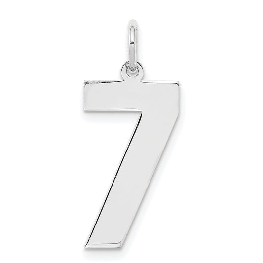 Sterling Silver Silver/Rhodium-Plated Polished Number 7 Charm