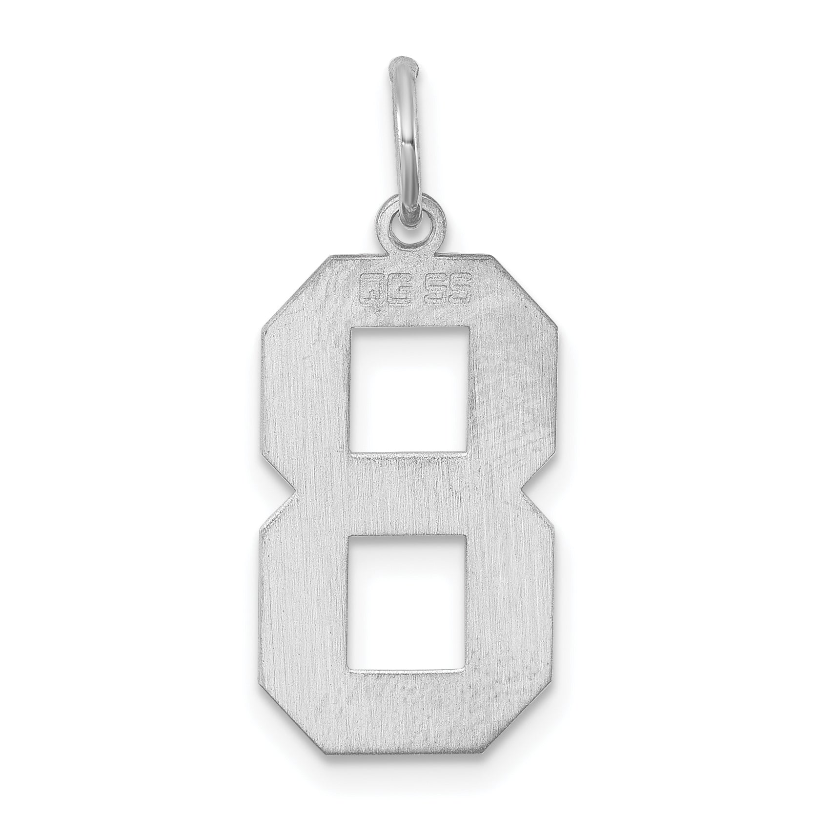 Sterling Silver Silver/Rhodium-Plated Polished Number 8 Charm