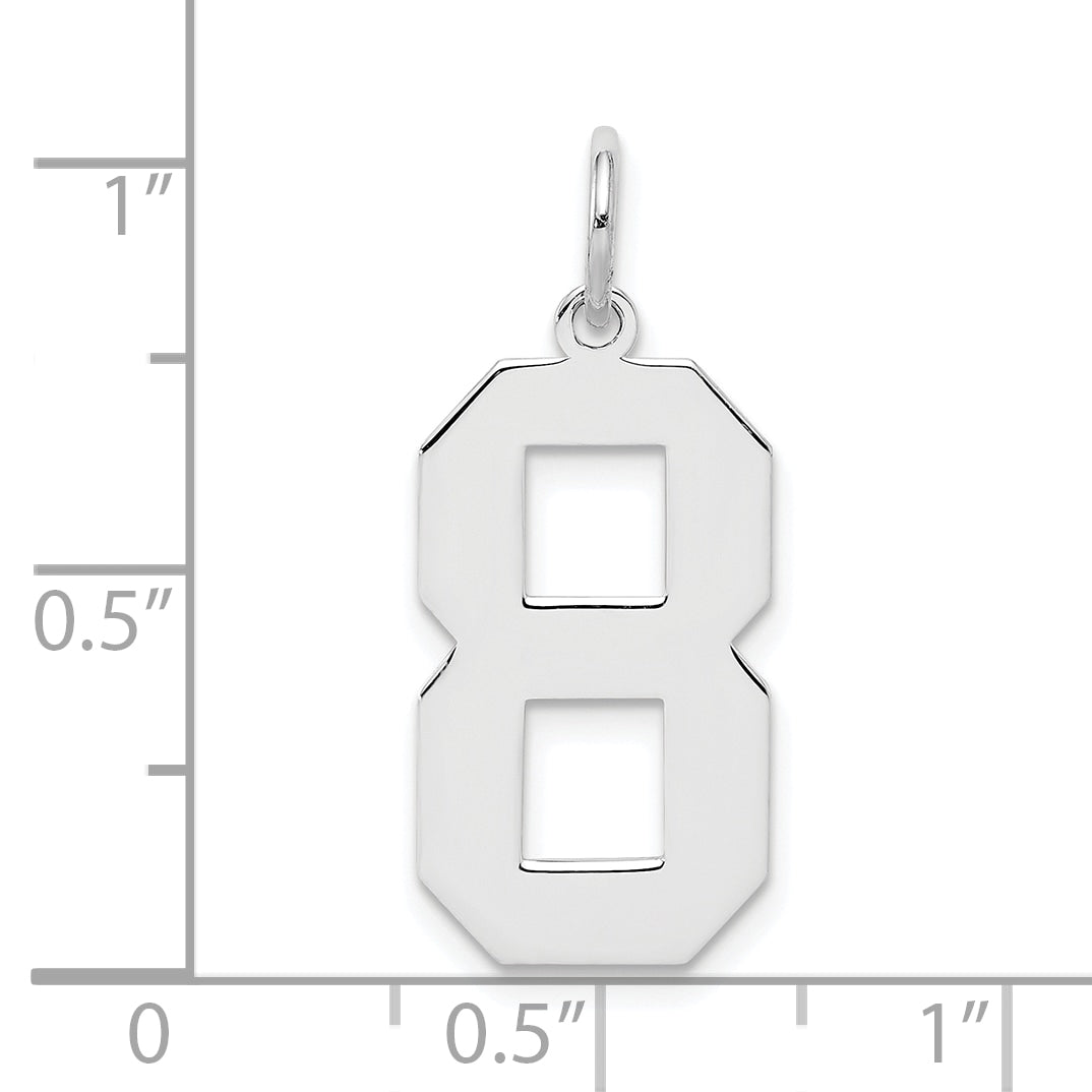 Sterling Silver Silver/Rhodium-Plated Polished Number 8 Charm
