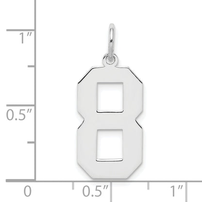 Sterling Silver Silver/Rhodium-Plated Polished Number 8 Charm
