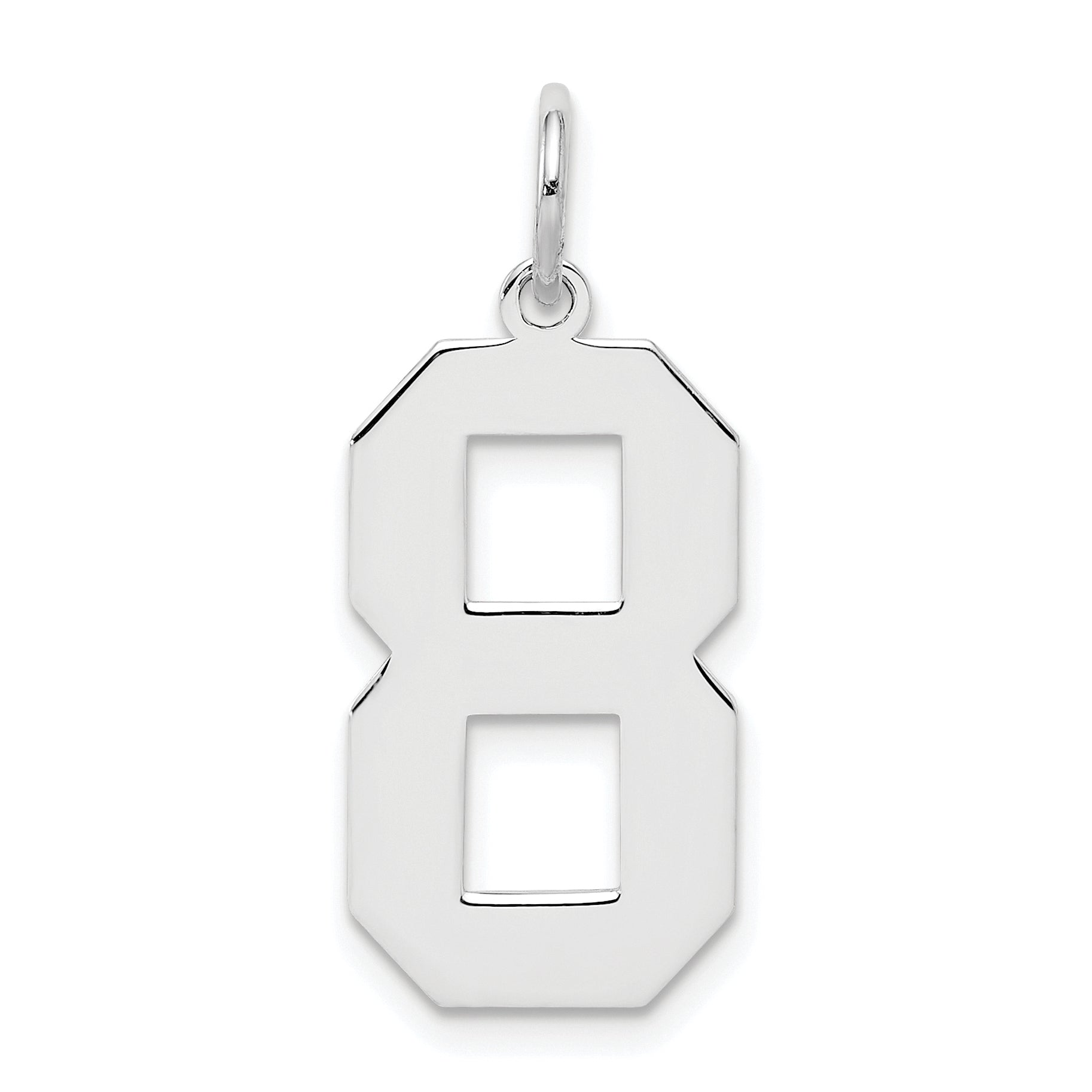 Sterling Silver Silver/Rhodium-Plated Polished Number 8 Charm