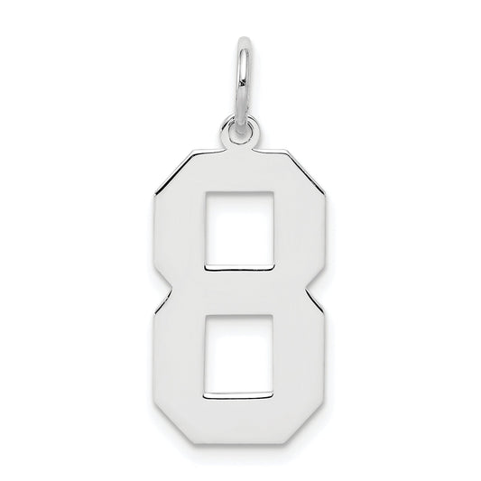 Sterling Silver Silver/Rhodium-Plated Polished Number 8 Charm
