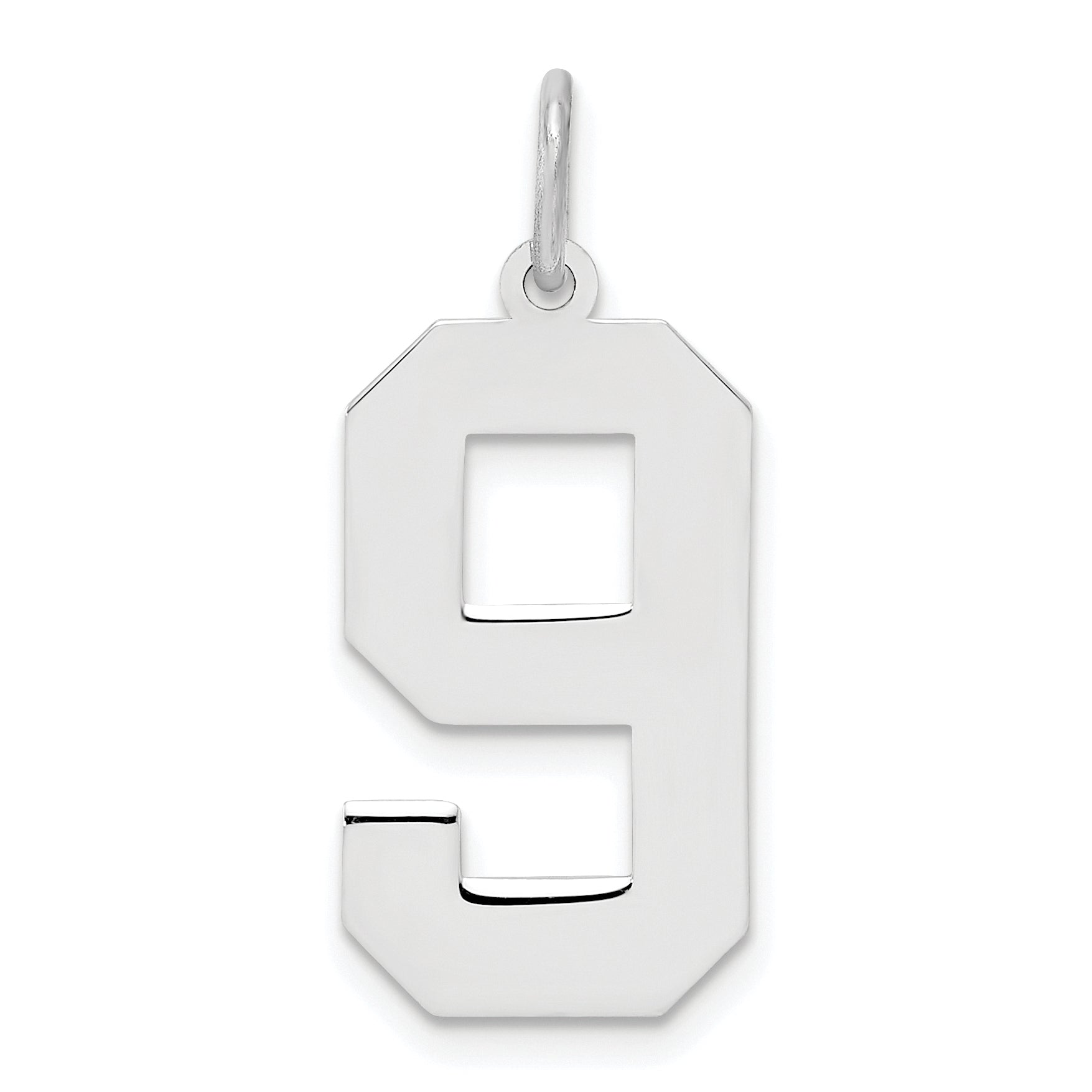 Sterling Silver Silver/Rhodium-Plated Polished Number 9 Charm