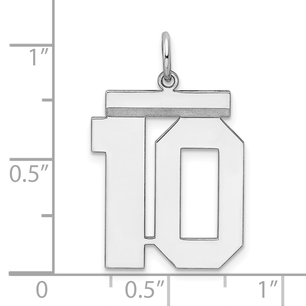 Sterling Silver Silver/Rhodium-Plated Polished Number 10 Charm