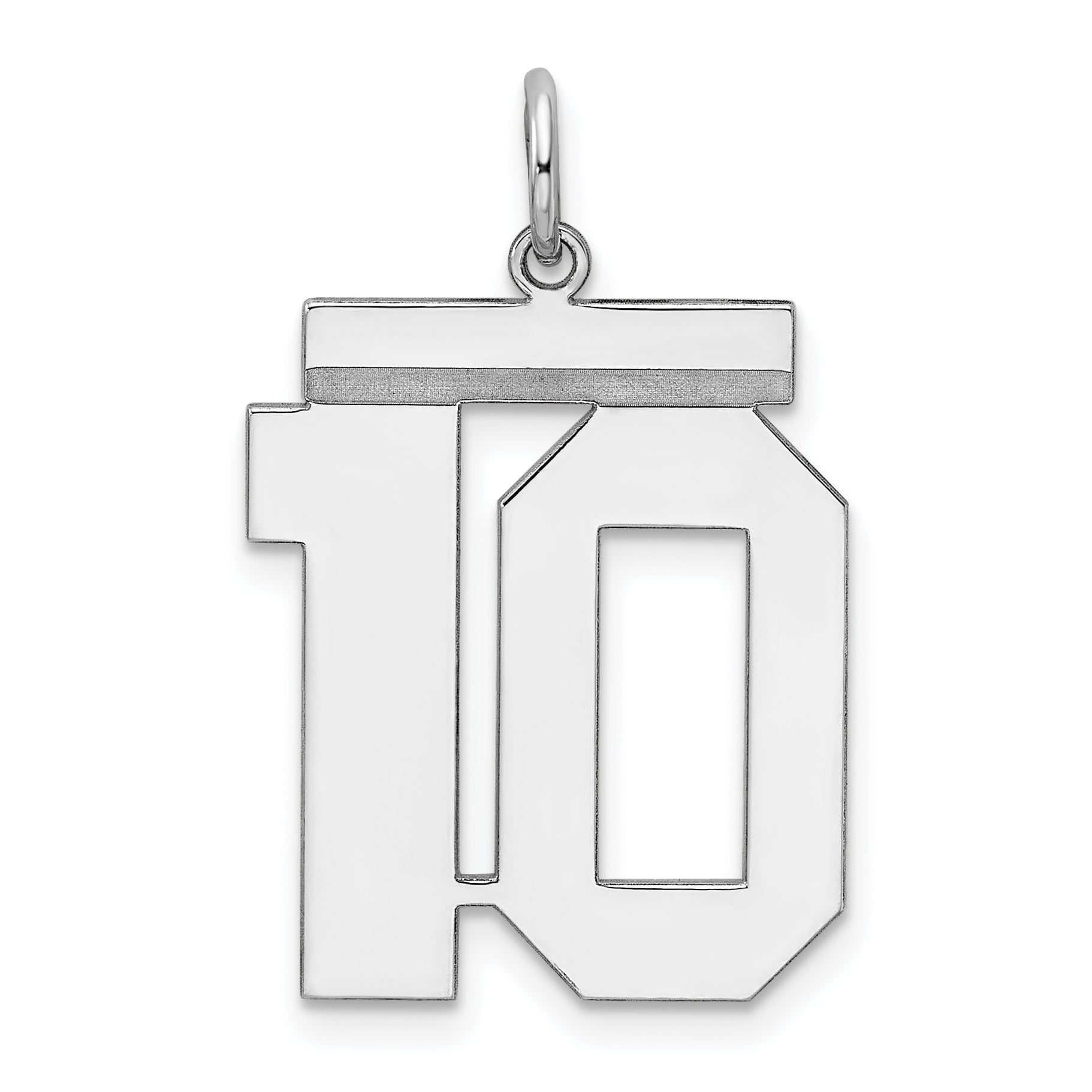 Sterling Silver Silver/Rhodium-Plated Polished Number 10 Charm