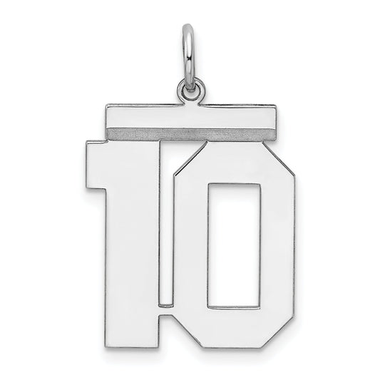 Sterling Silver Silver/Rhodium-Plated Polished Number 10 Charm