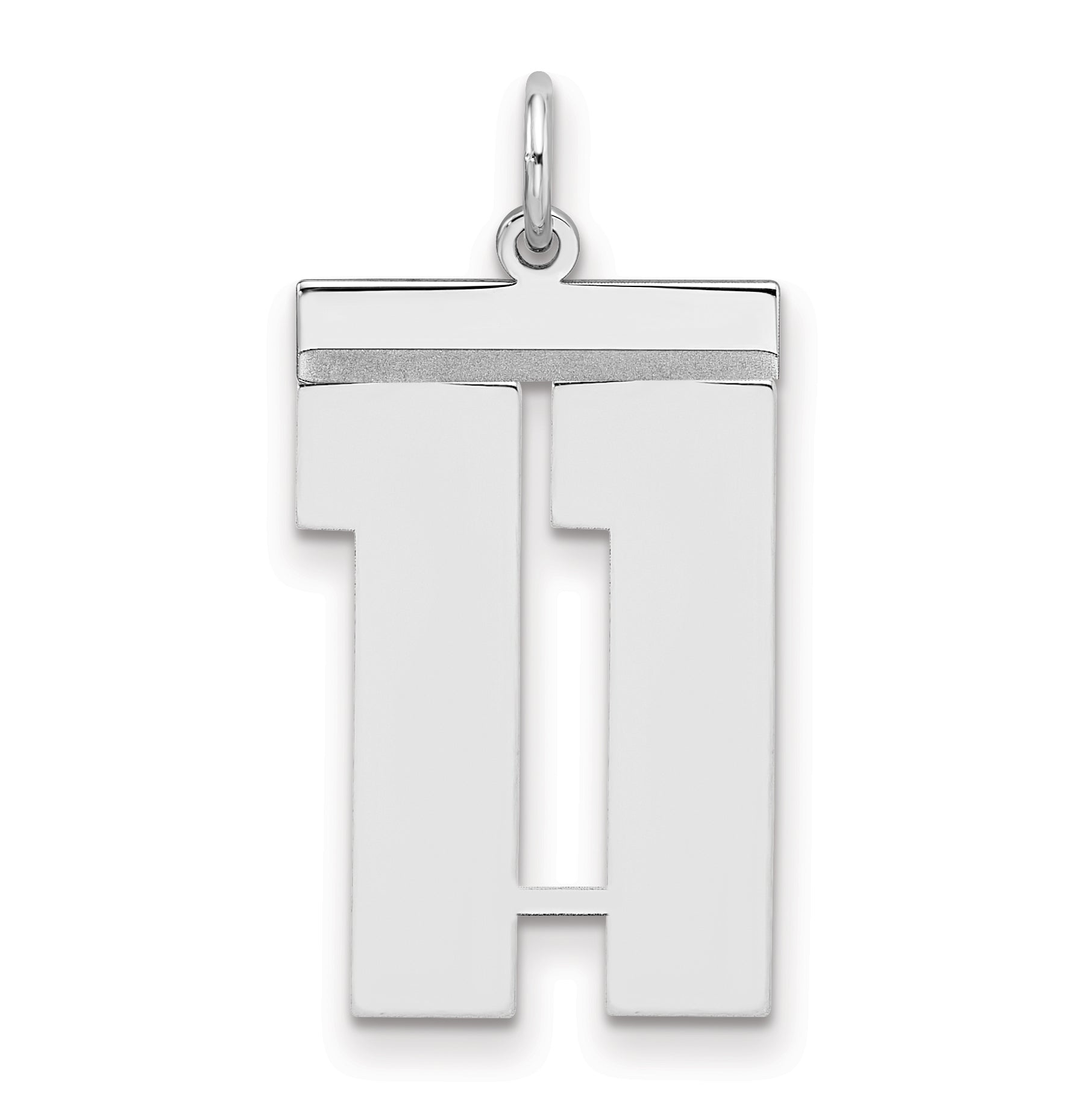 Sterling Silver Silver/Rhodium-Plated Polished Number 11 Charm