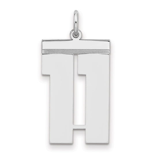 Sterling Silver Silver/Rhodium-Plated Polished Number 11 Charm