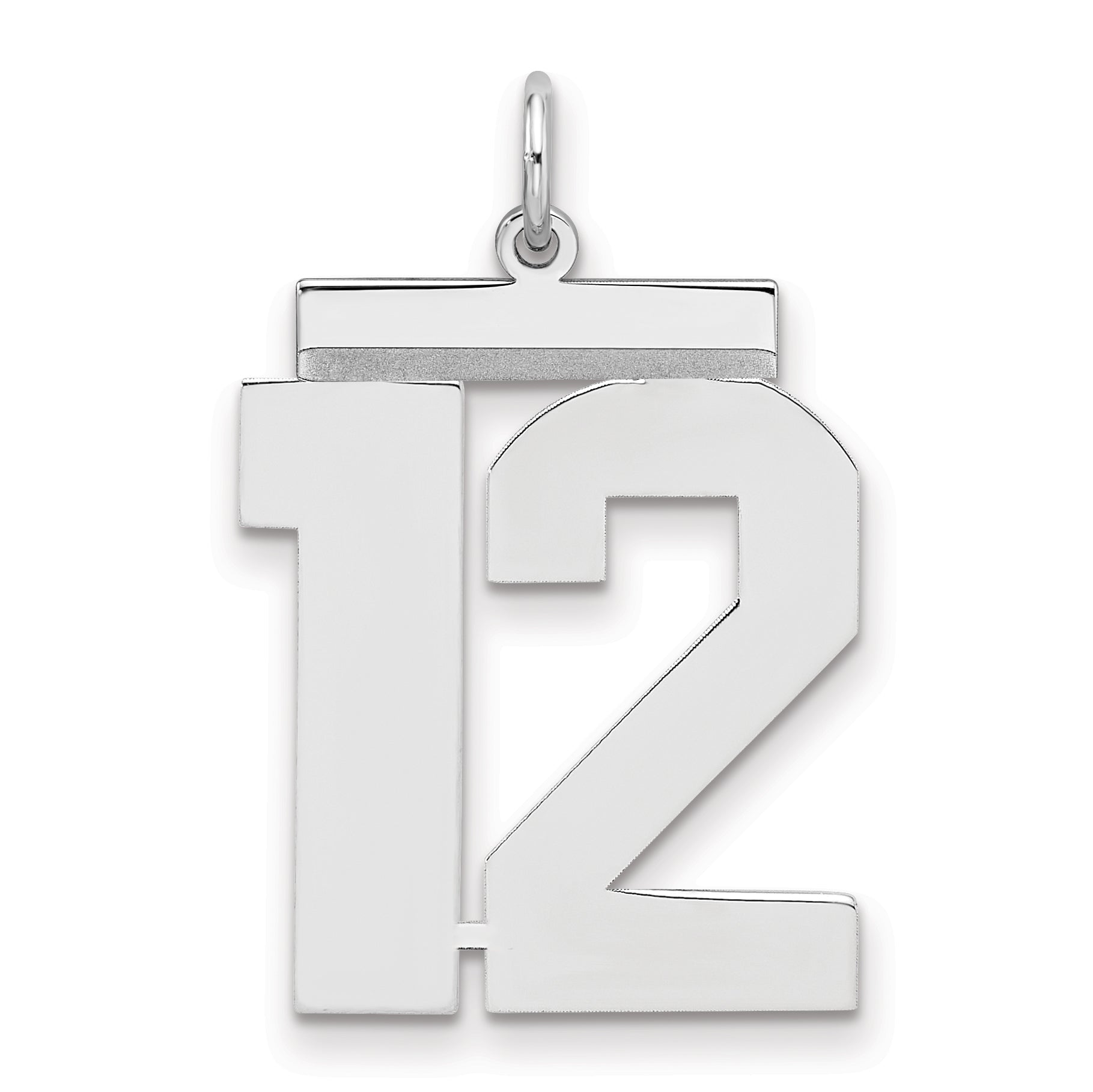 Sterling Silver Silver/Rhodium-Plated Polished Number 12 Charm
