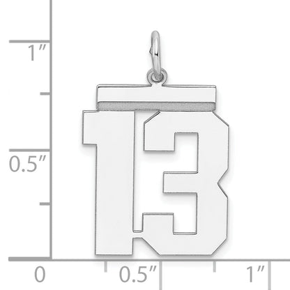 Sterling Silver Silver/Rhodium-Plated Polished Number 13 Charm