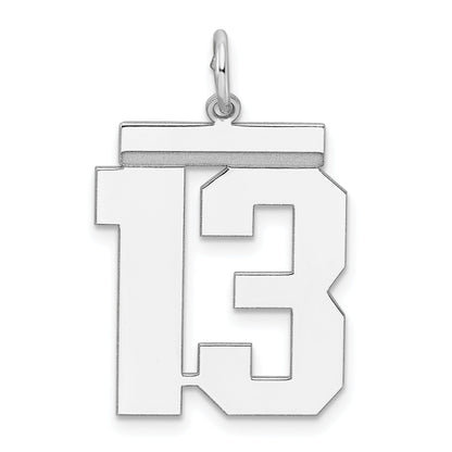 Sterling Silver Silver/Rhodium-Plated Polished Number 13 Charm