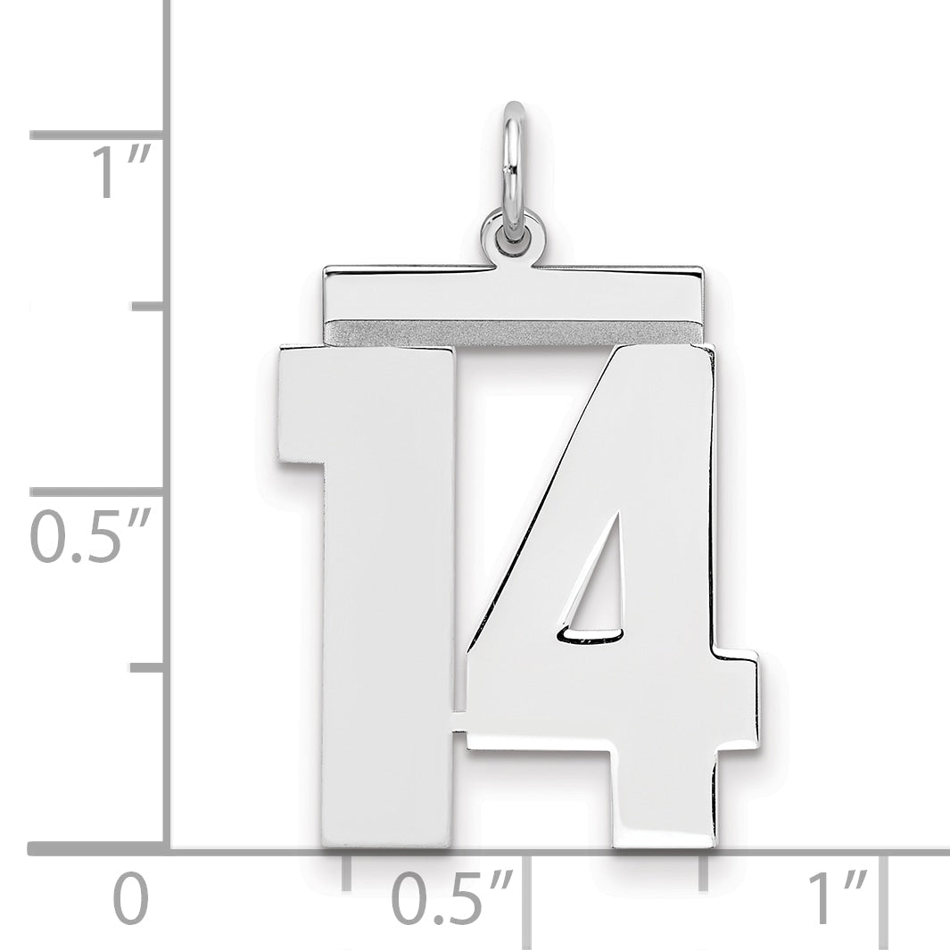 Sterling Silver Silver/Rhodium-Plated Polished Number 14 Charm