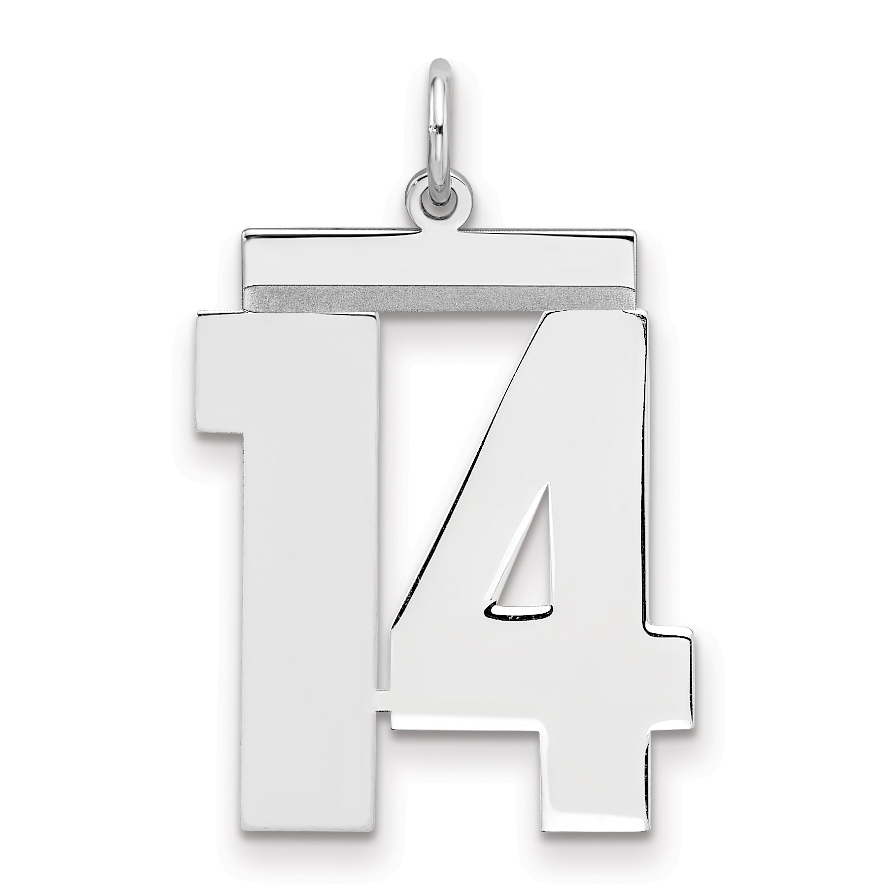 Sterling Silver Silver/Rhodium-Plated Polished Number 14 Charm
