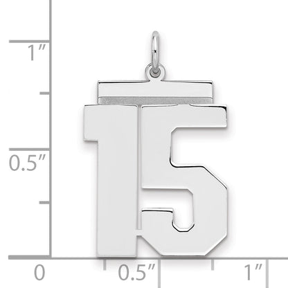 Sterling Silver Silver/Rhodium-Plated Polished Number 15 Charm