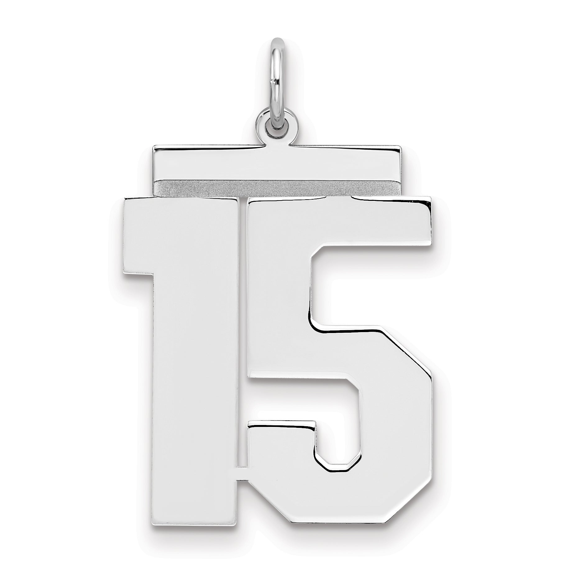 Sterling Silver Silver/Rhodium-Plated Polished Number 15 Charm