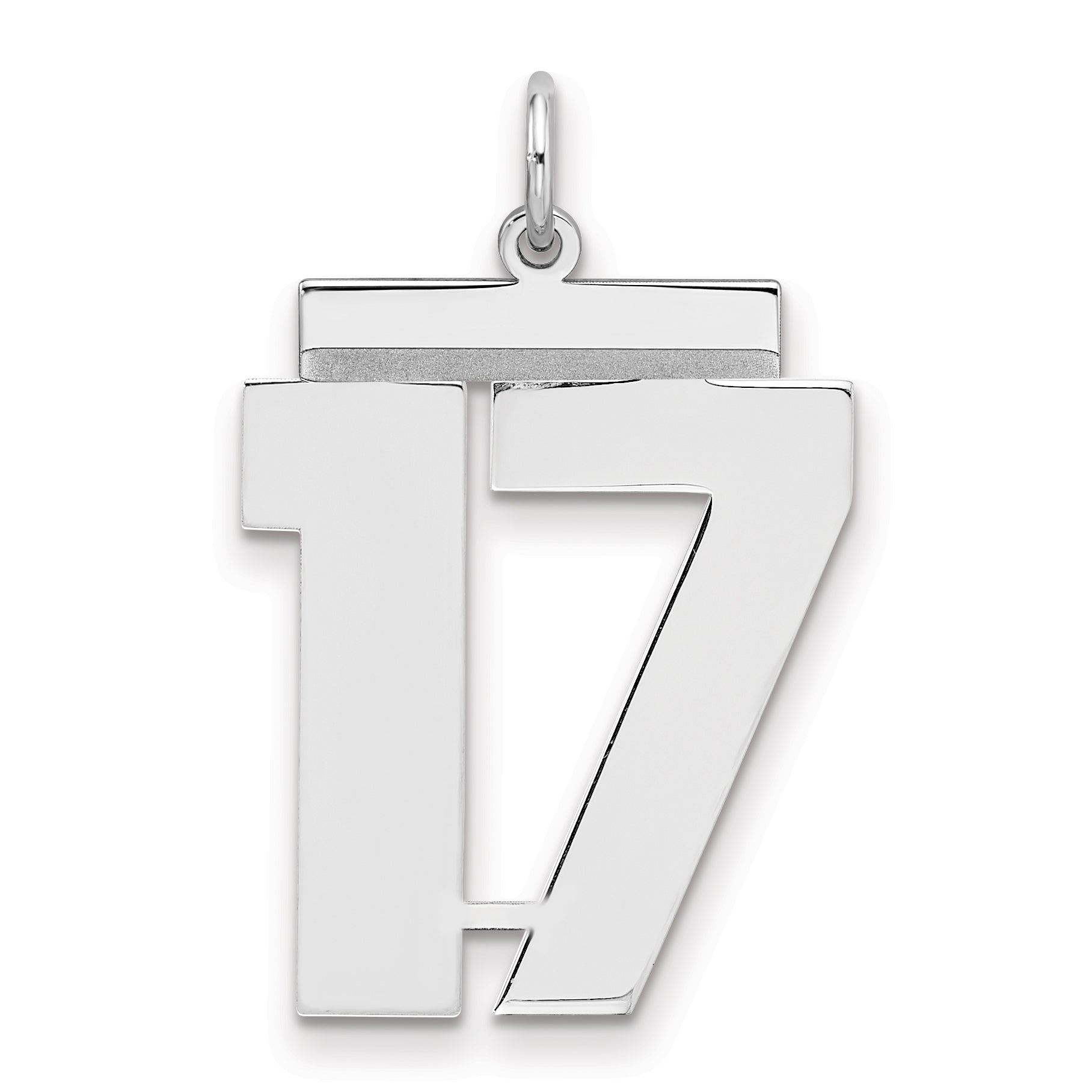 Sterling Silver Silver/Rhodium-Plated Polished Number 17 Charm