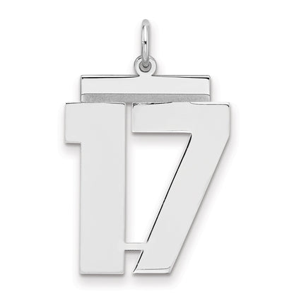 Sterling Silver Silver/Rhodium-Plated Polished Number 17 Charm
