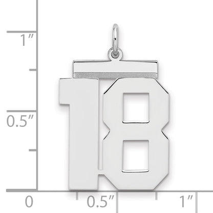 Sterling Silver Silver/Rhodium-Plated Polished Number 18 Charm