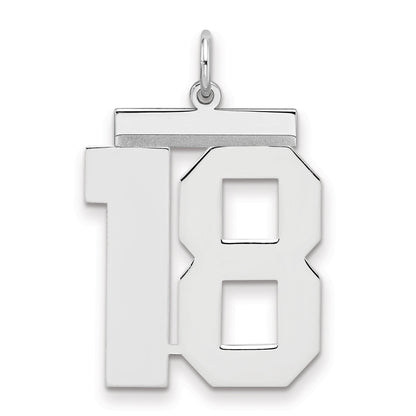 Sterling Silver Silver/Rhodium-Plated Polished Number 18 Charm