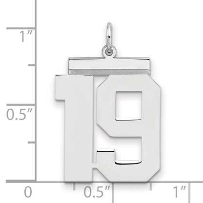 Sterling Silver Silver/Rhodium-Plated Polished Number 19 Charm